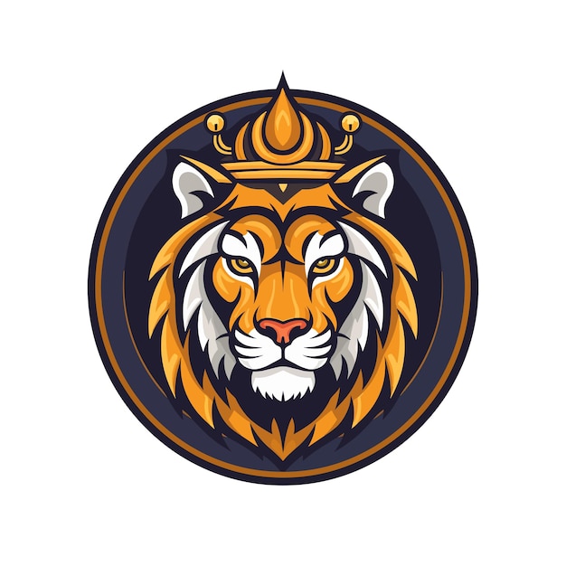 Тигр в короне рисованной иллюстрации дизайн логотипа