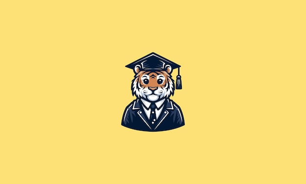 tiger wearing uniform graduate vector logo design