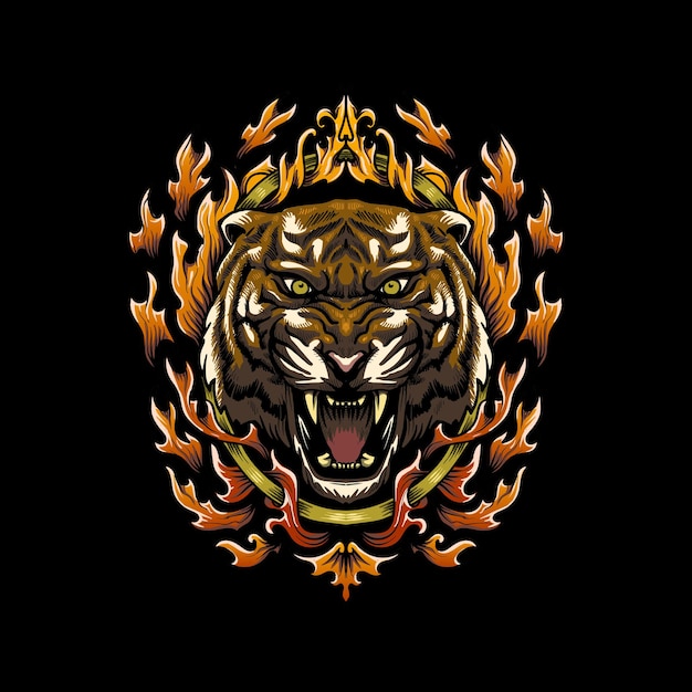 Tiger wild animal head illustration