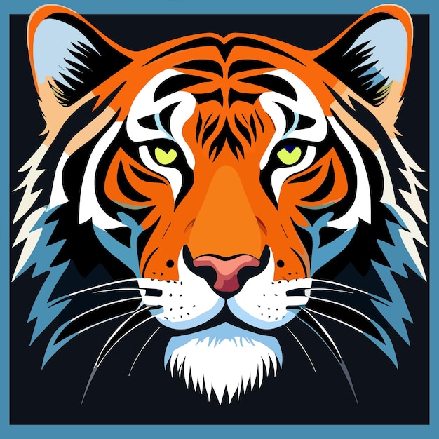 A tiger with a blue background and a black background.