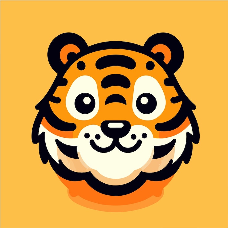Vector 간단한  ⁇ 터 디자인과  ⁇ 색 배경의 호랑이