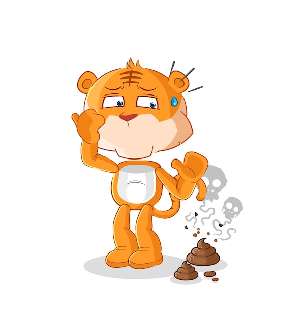 Tiger with stinky waste illustration character vector