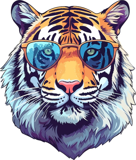 A tiger with sunglasses on it