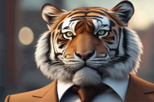 a tiger with a white shirt tiger with a white shirt portrait of a tiger 3d illustration