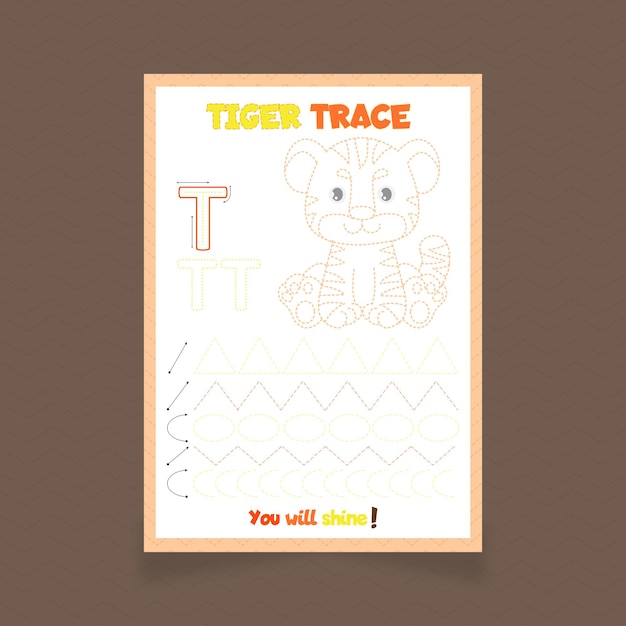 Vector tiger worksheet for preschool