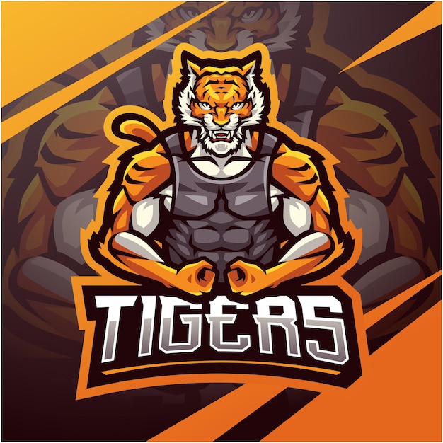 Vector tigers esport mascot logo design