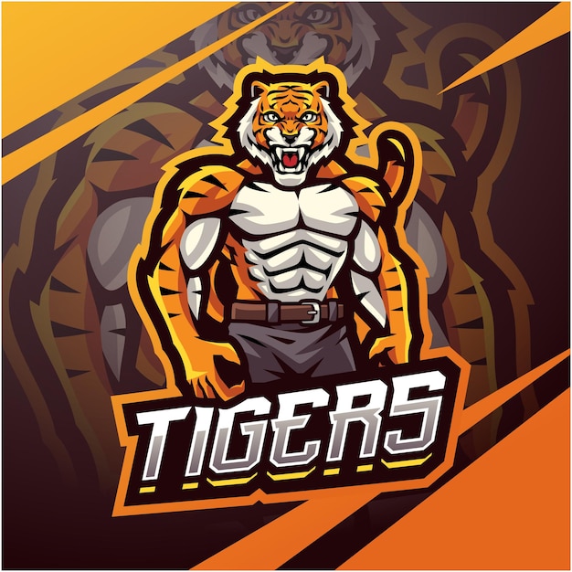 Vector tigers esport mascot logo design