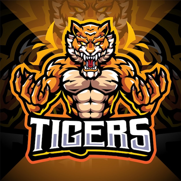 Vector tigers esport mascot logo design