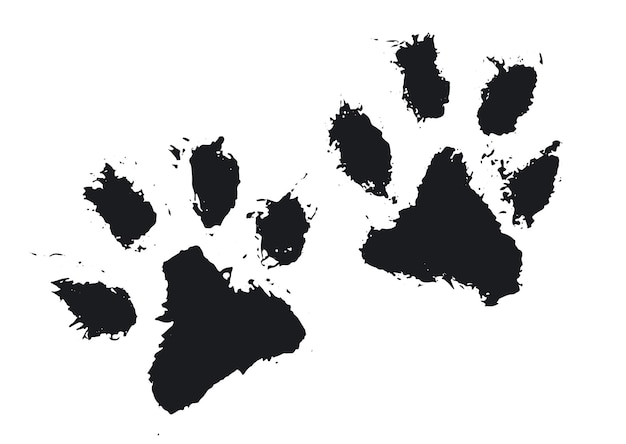 Vettore zampa di tigri inchiostro cani zampa gatti zampa stile grunge vector vector illustration