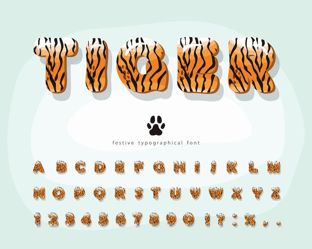 Vector tigerskin cartoon lettertype