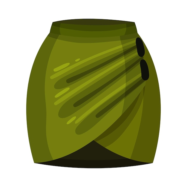 Tight Fit Green Skirt with Pleats Front View Vector Illustration
