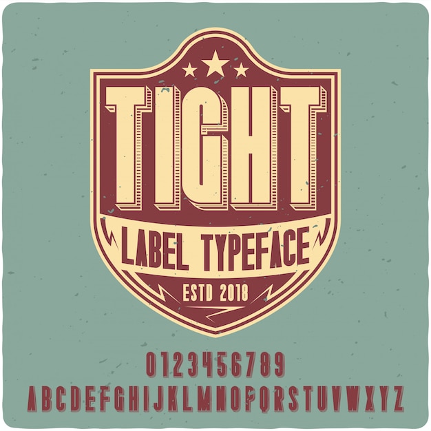 Vector tight label typeface