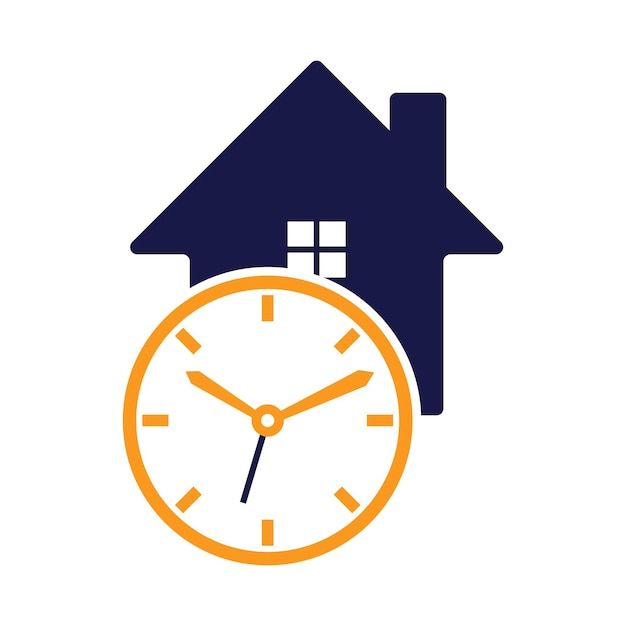 Vector tijd huis pictogram logo ontwerpelement