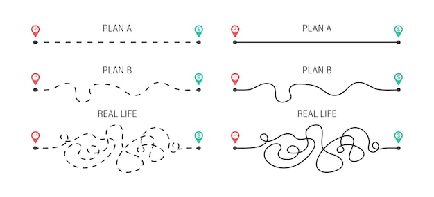 Tijd is geld het concept van het bereiken van het doeldrie opties voor het pad de gemakkelijke manier, de middenweg en de harde manier vectorillustratie geïsoleerd op witte achtergrond