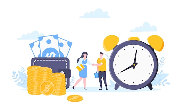 Tijd is geld of geld besparen bedrijfsconcept