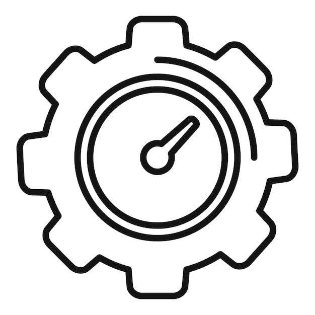 Tijd van het tandwieltje icoon omtrek vector klokplan