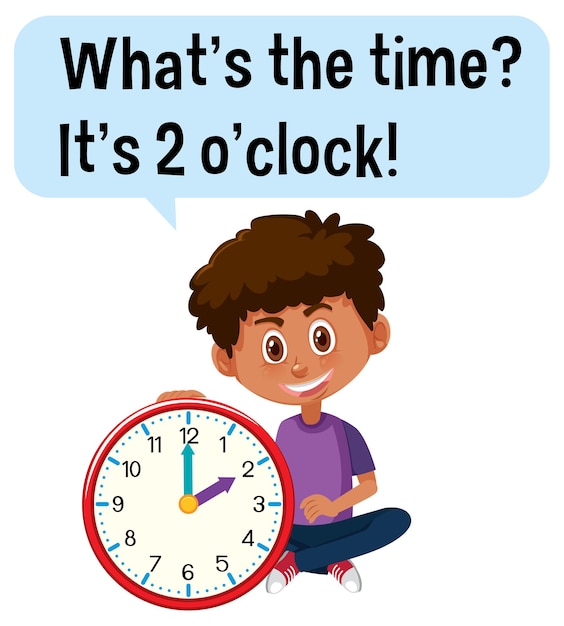 Tijd vertellen met een jongen die een klok vasthoudt