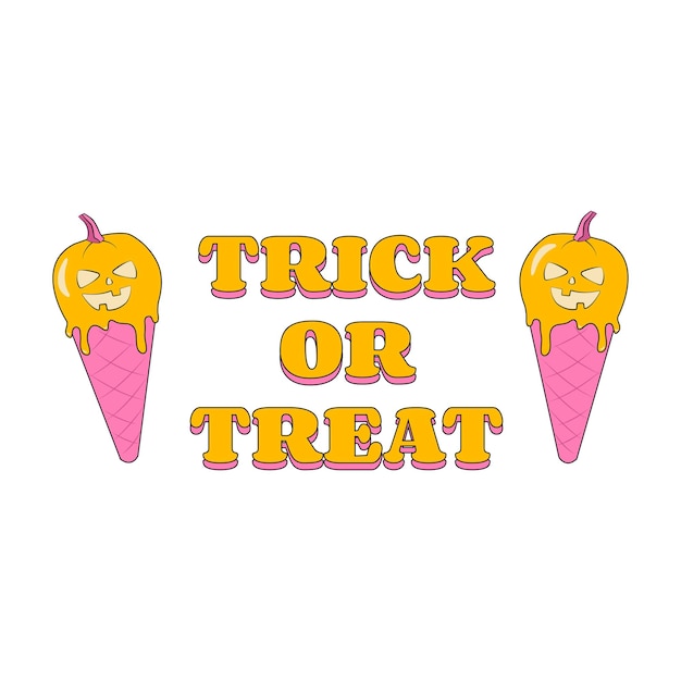 Tijdelijke Tattoo Trick or Treat Pumpkin Ice Cream Halloween Sticker in Groovy Style