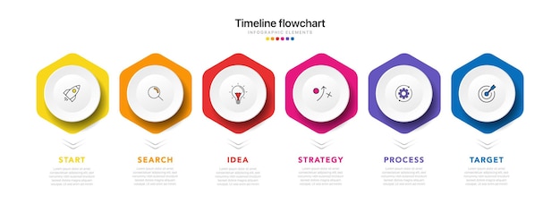 Tijdlijn 5 6 opties infographic voor presentaties workflow procesdiagram stroomschema rapport