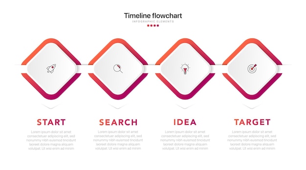 Tijdlijn 5 6 opties infographic voor presentaties workflow procesdiagram stroomschema rapport