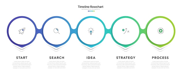 Tijdlijn 5 opties infographic voor presentaties workflow procesdiagram stroomschema rapport