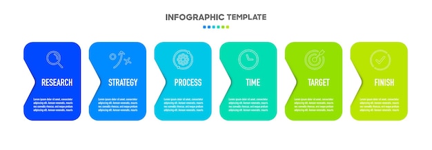 Tijdlijn 6 opties infographic voor presentaties workflow procesdiagram stroomschema rapport