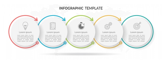 Tijdlijn cirkel infographic 5 opties