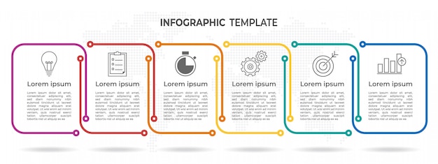 Tijdlijn infographic 6 opties.