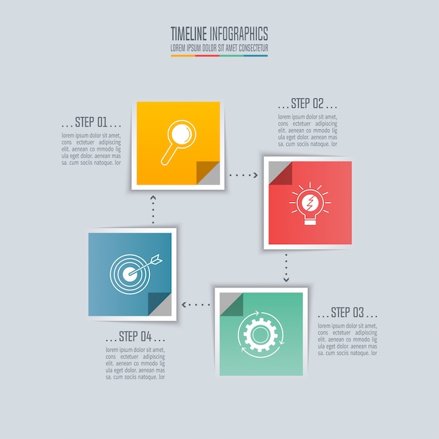 Tijdlijn infographic bedrijfsconcept met 4 opties.