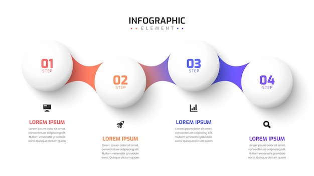 Tijdlijn infographic ontwerp met cirkellabel 4 stap kan worden gebruikt voor presentatie