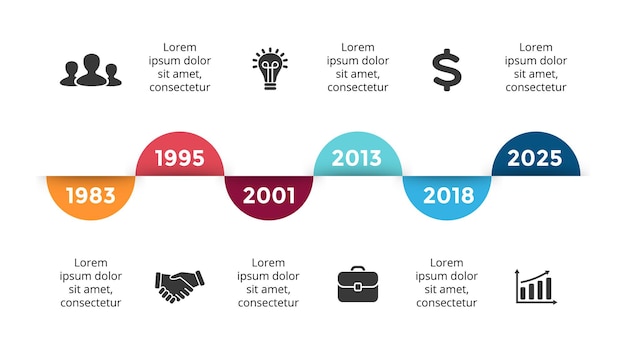 Tijdlijn Infographic Presentatiediasjabloon Perfect voor startende bedrijven en marketing