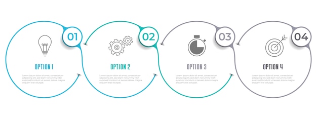 Tijdlijn infographic sjabloon 4 opties.