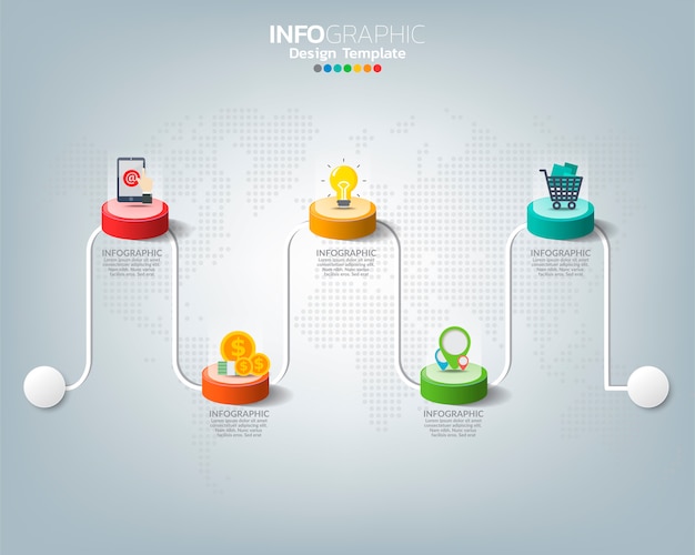 Tijdlijn infographic sjabloon met digitale marketing iconen concept.