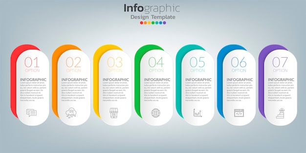 Tijdlijn infographic sjabloon met pictogrammen in succes concept.