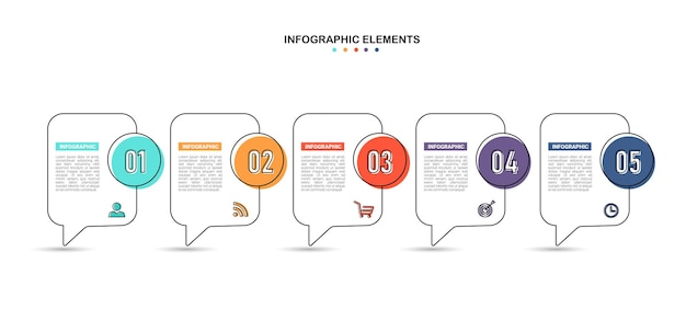 Tijdlijn infographic sjabloon met vijf stappen