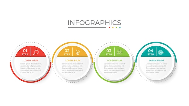Tijdlijn infographic sjabloonontwerp met cirkels Businessconcept met 4 opties stappen secties