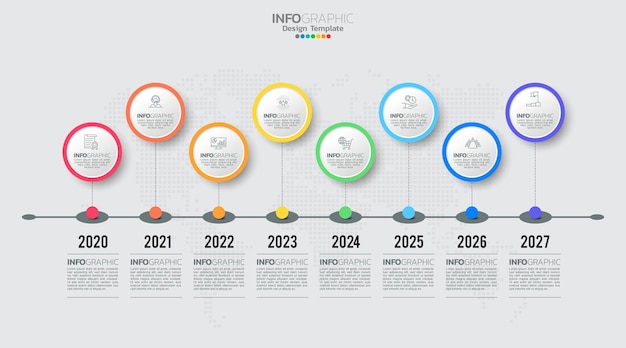 Tijdlijn infographic vector met 8 stappen kan worden gebruikt voor workflow layout diagram jaarverslag webdesign