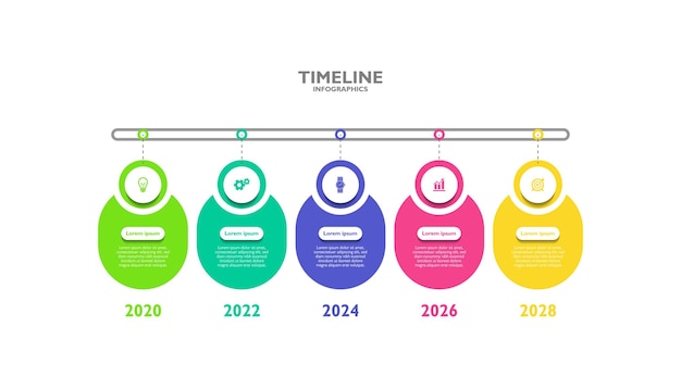 Tijdlijn infographic zakelijke sjabloon kleurrijk ontwerp