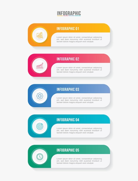 Tijdlijn infographics met 5 opties of stappen voor procespresentatie workflow diagram flowchart