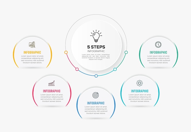 Tijdlijn infographics met 5 opties of stappen voor procespresentatie workflow diagram flowchart