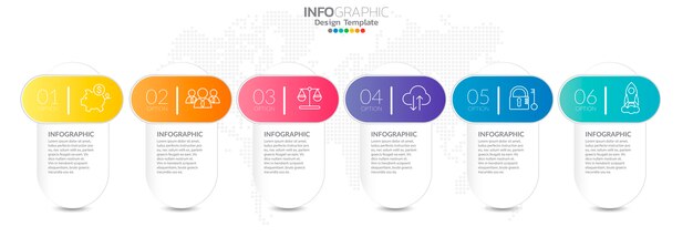 Tijdlijn infographics met stap- en marketingpictogrammen