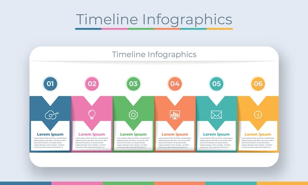 Tijdlijn Infographics Ontwerp Marketingpictogrammen Bedrijfsgegevensvisualisatie met stappen of processen