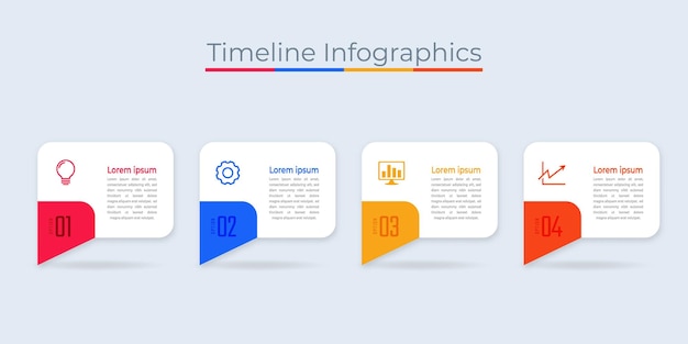 Tijdlijn Infographics Ontwerp Marketingpictogrammen Bedrijfsgegevensvisualisatie met stappen of processen