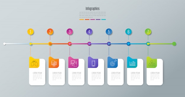 Vector tijdlijn infographics ontwerp met stappen of opties.