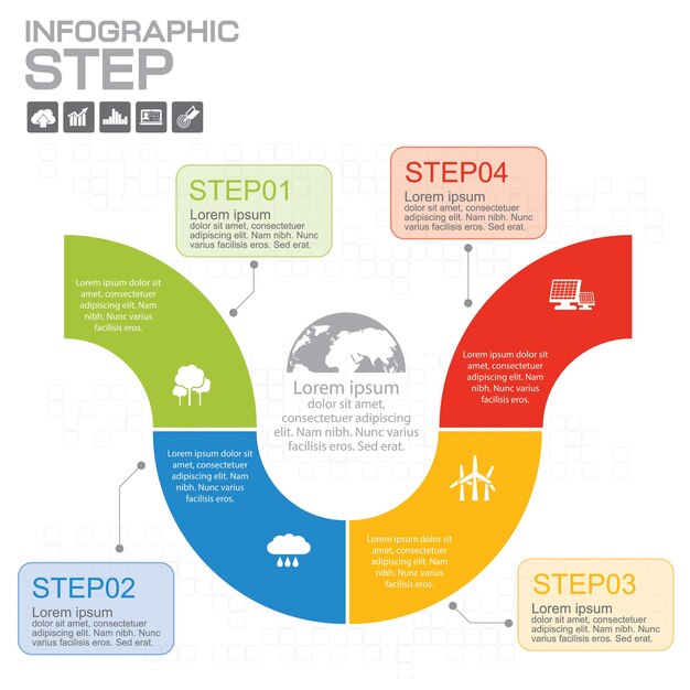 Tijdlijn infographics ontwerpsjabloon met 4 opties proces diagram vector eps10 illustratie