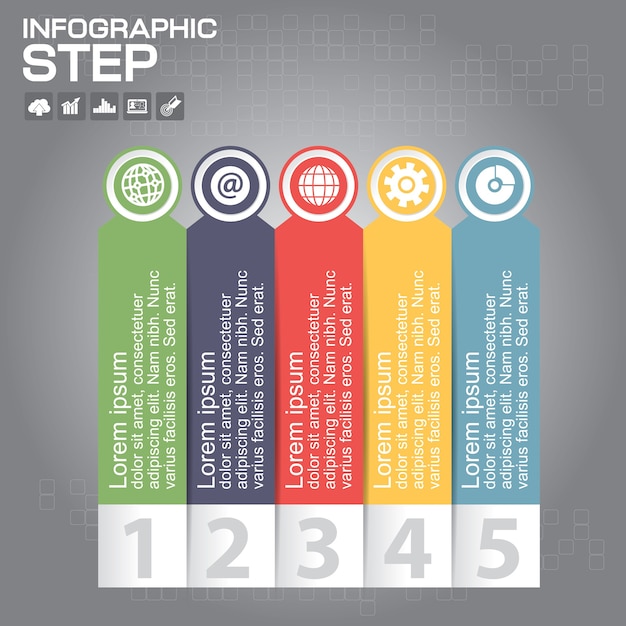 Tijdlijn infographics ontwerpsjabloon met 5 opties, processchema, vectorillustratie eps10