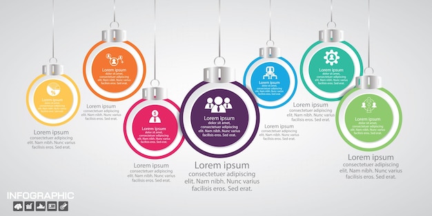 Tijdlijn infographics ontwerpsjabloon met 7 opties proces diagram vector eps10 illustratie