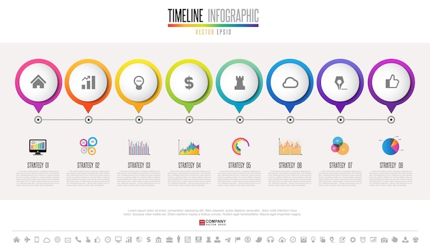 Tijdlijn Infographics ontwerpsjabloon