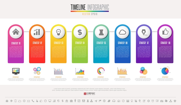 Tijdlijn Infographics ontwerpsjabloon