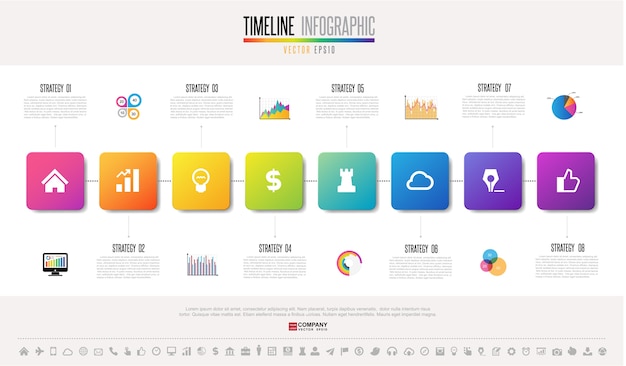 Tijdlijn Infographics ontwerpsjabloon